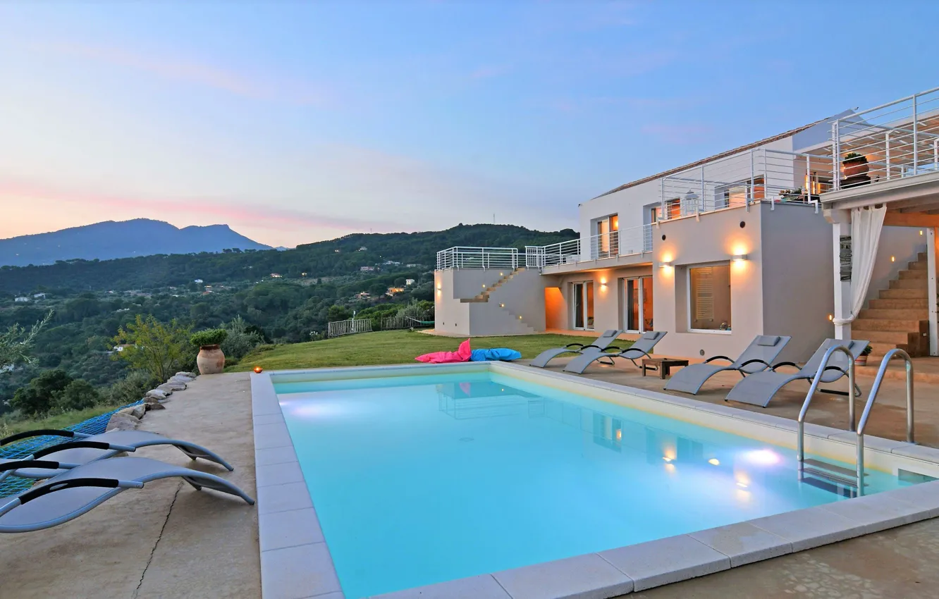 Photo wallpaper Villa, pool, architecture, terrace, Cefalu, Villa Rita in Sicily