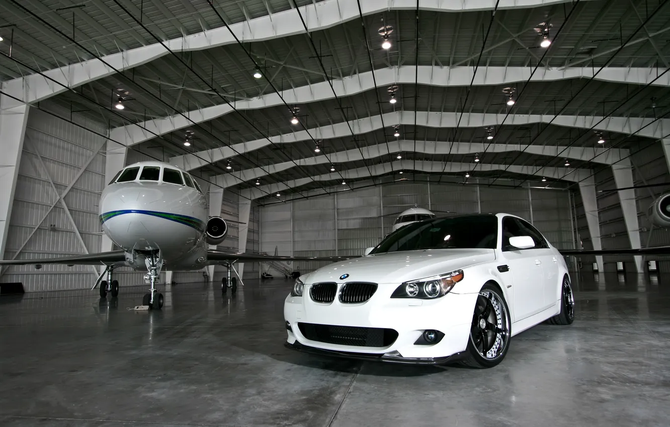Photo wallpaper white, light, black, lamp, BMW, BMW, hangar, white
