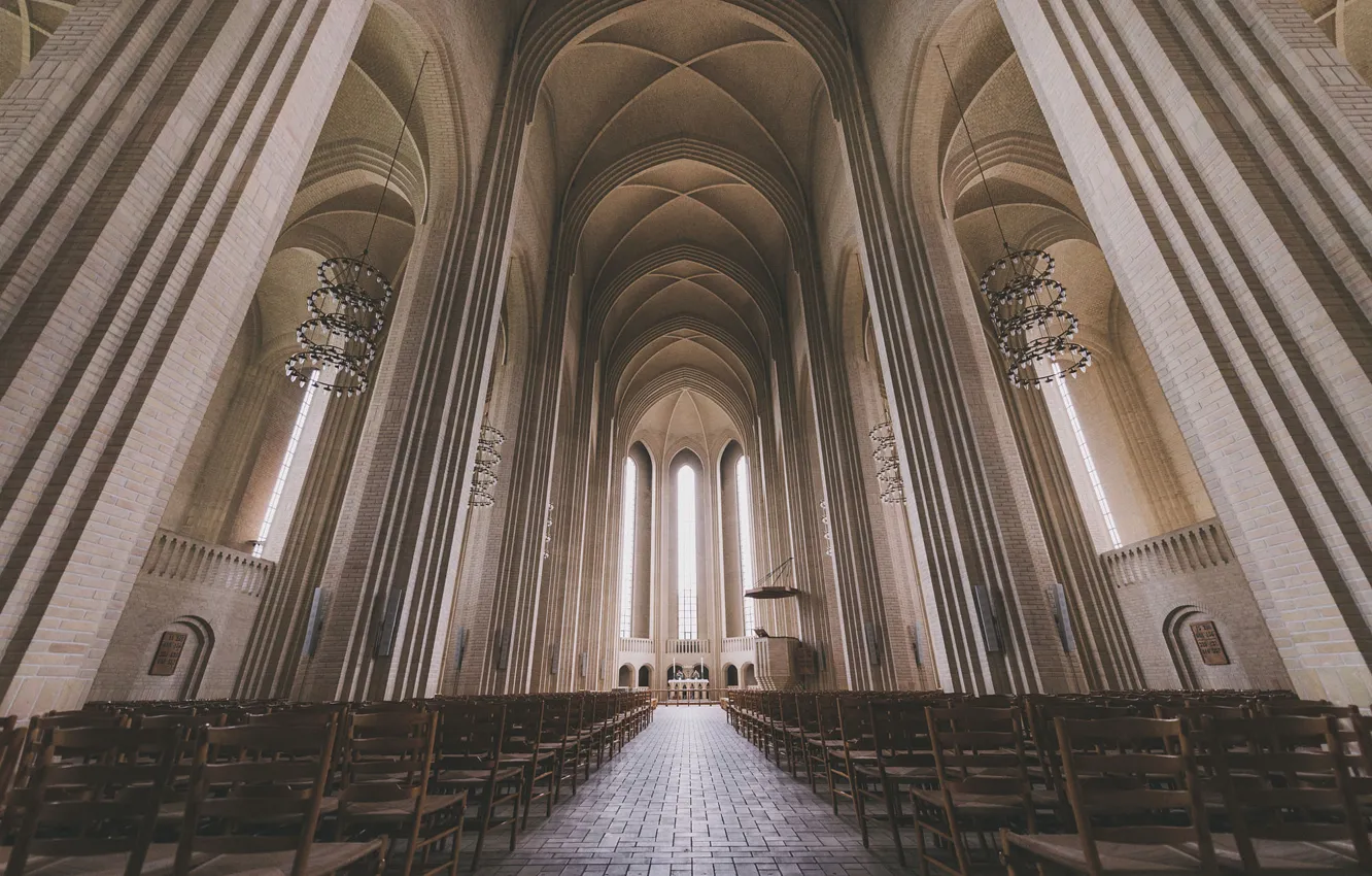 Photo wallpaper Denmark, Church, Cathedral, monochrome, Copenhagen