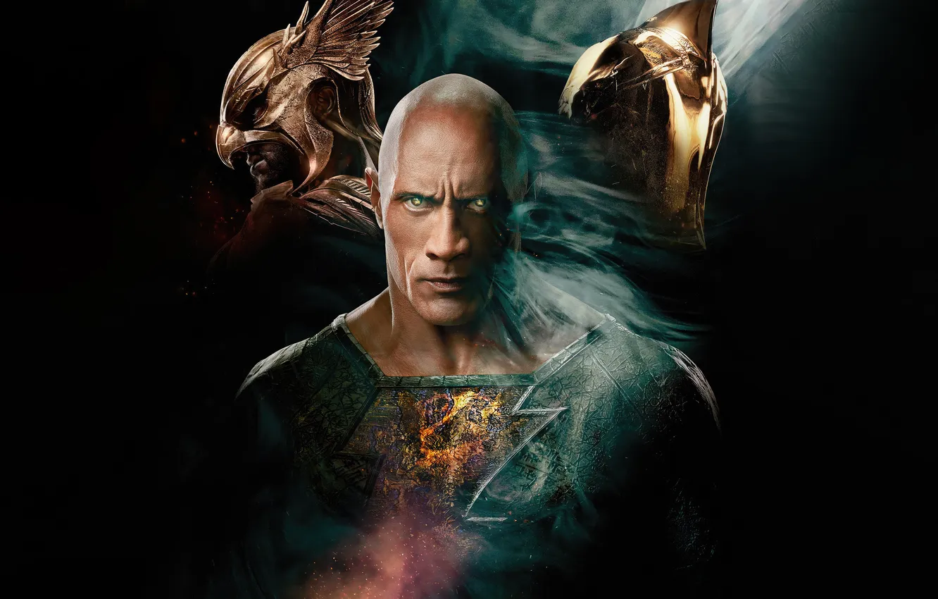Photo wallpaper black background, poster, comic, Dwayne Johnson, Dwayne Johnson, DC Comics, Black Adam, Black Adam