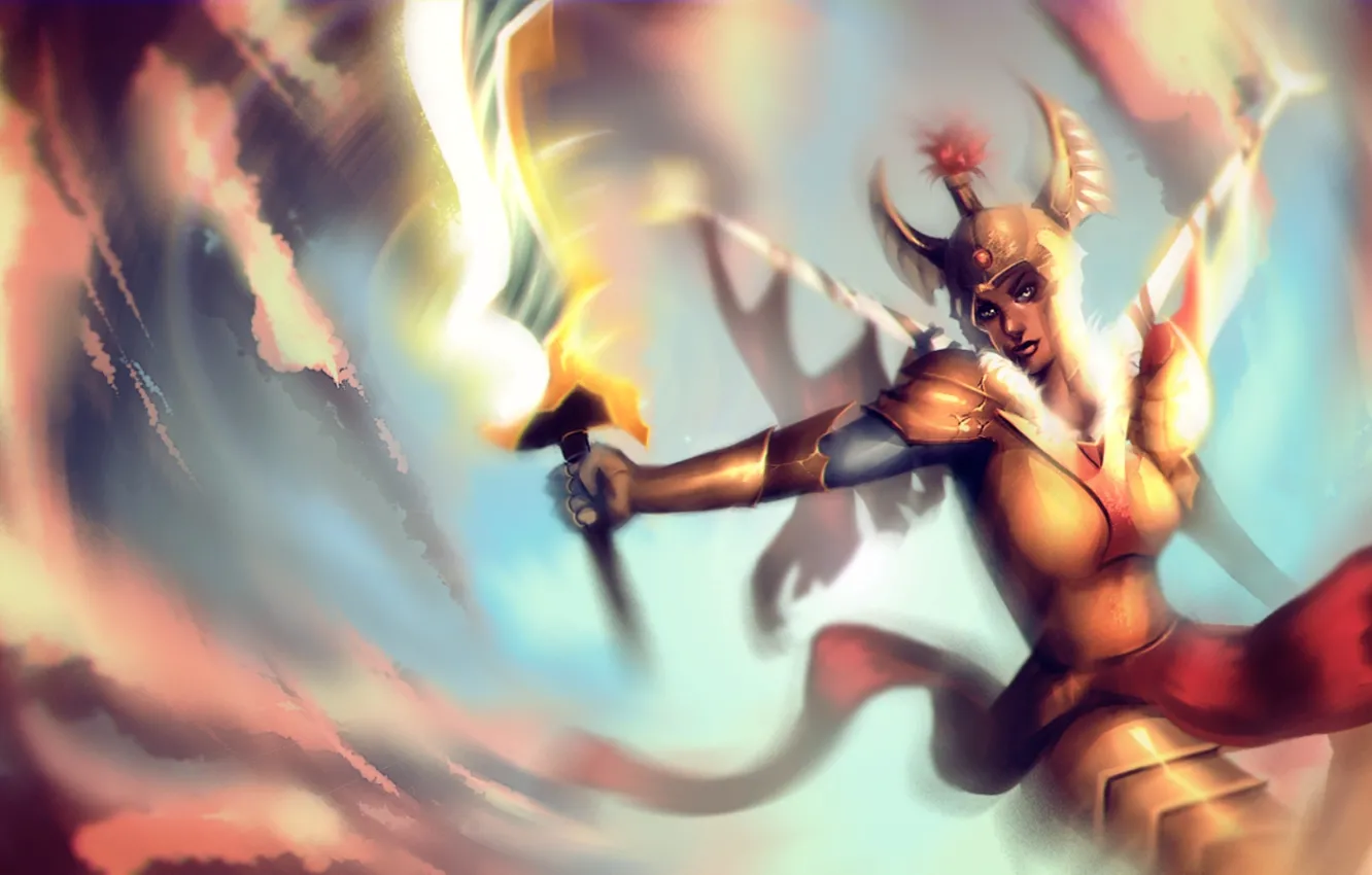 Photo wallpaper girl, weapons, sword, armor, art, dota 2, Tresdin, Legion Commander