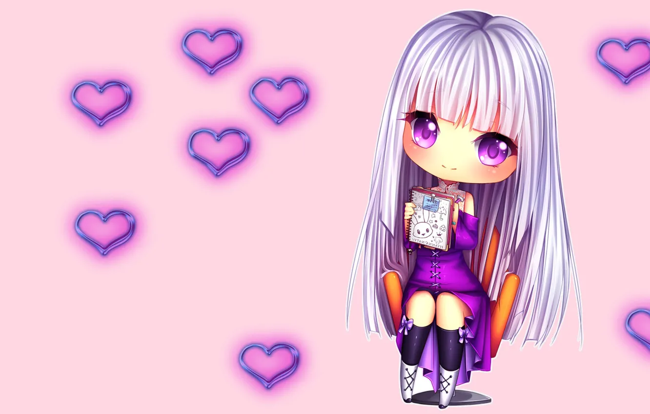 Photo wallpaper heart, anime, art, girl, hearts, notebook, Hyannis-Natsu