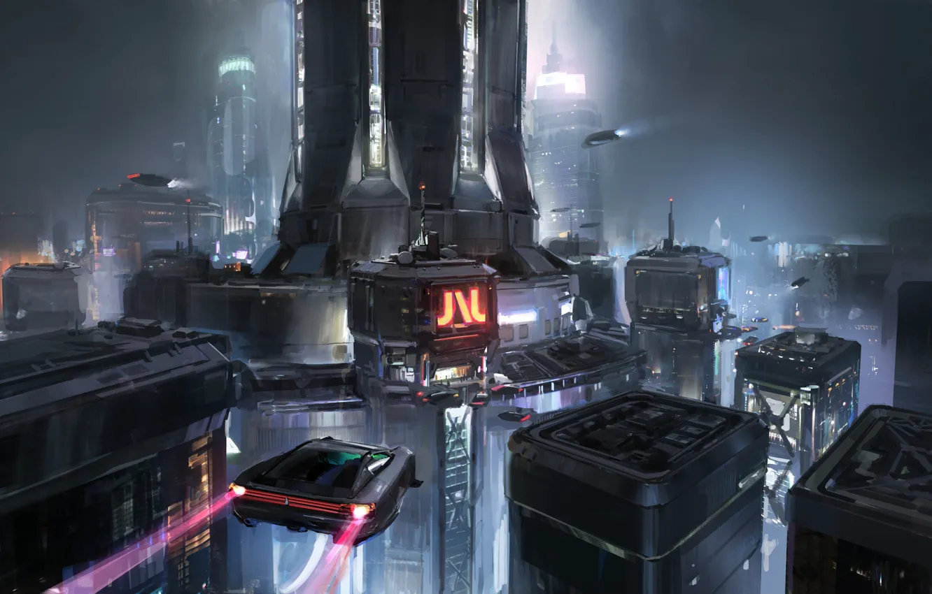 Photo wallpaper machine, city, the city, future, fiction, building, art, science fiction