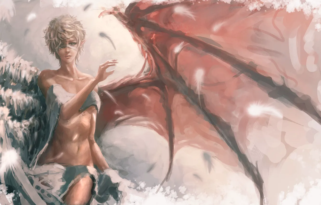 Photo wallpaper girl, wings, angel