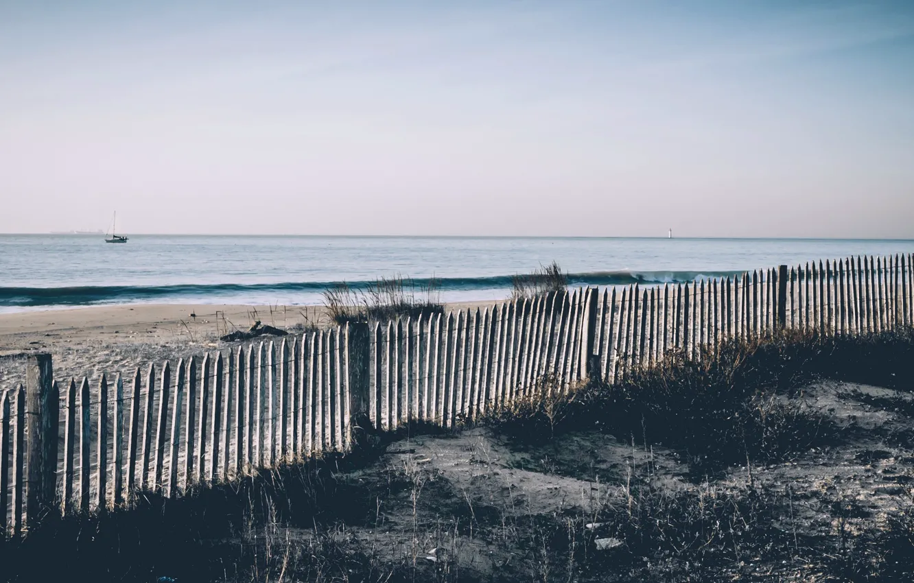 Photo wallpaper sea, shore, the fence