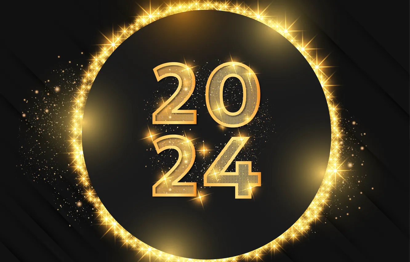 Photo wallpaper new year, figures, date, 2024