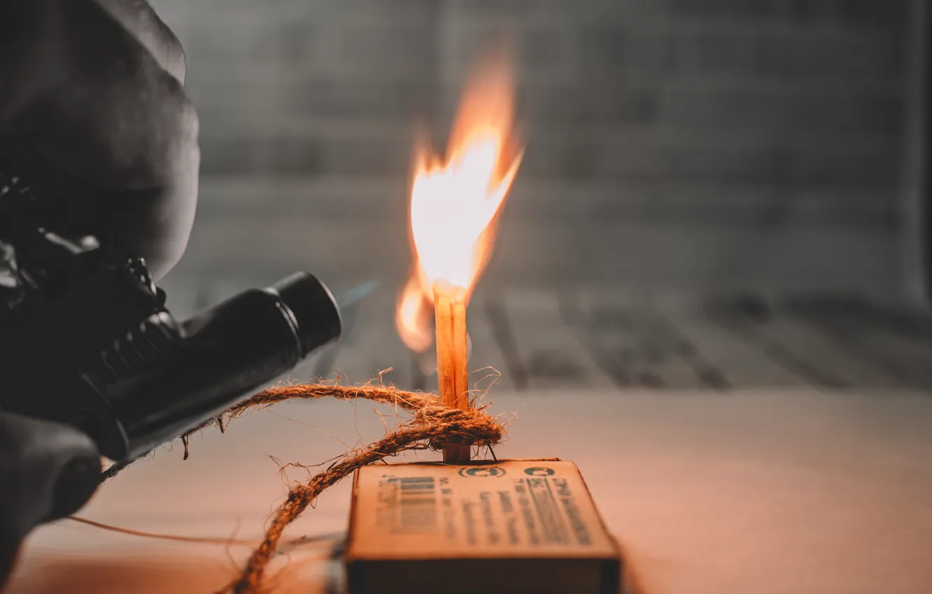 Photo wallpaper lights, style, flame, box, matches, twine, atmospheric