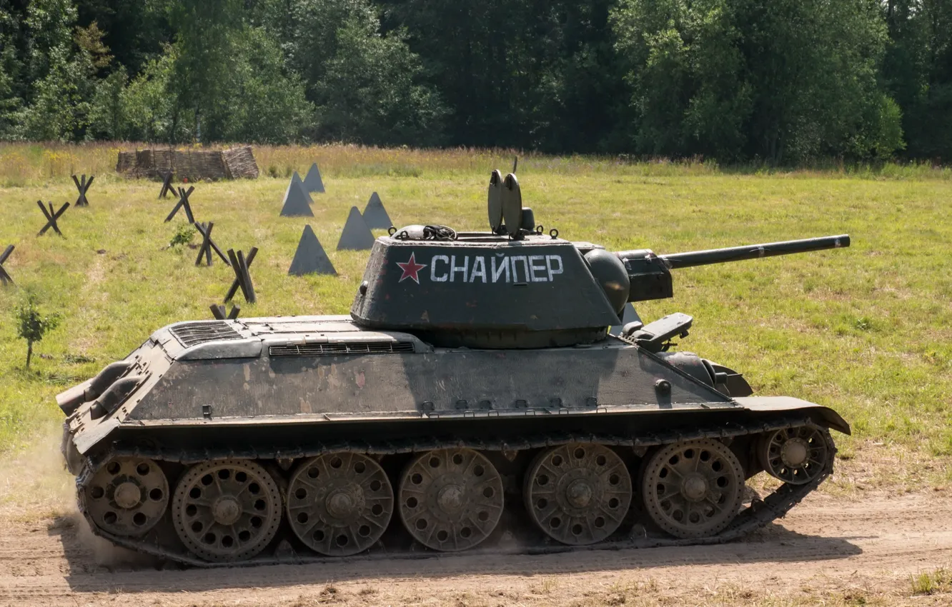 Photo wallpaper tank, USSR, sniper, T-34, WWII, Soviet, average, festival
