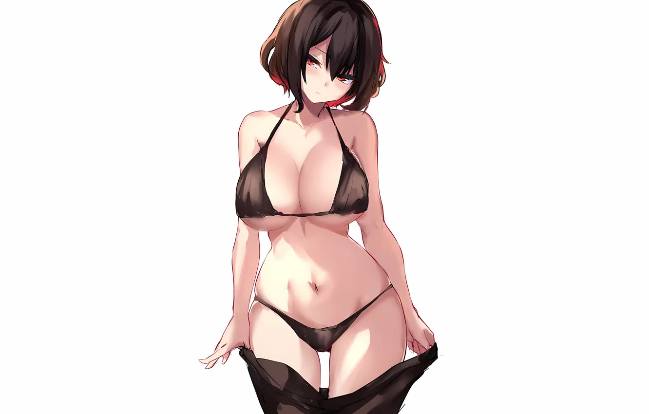 Photo wallpaper girl, sexy, lingerie, bra, cleavage, panties, dress, brown hair