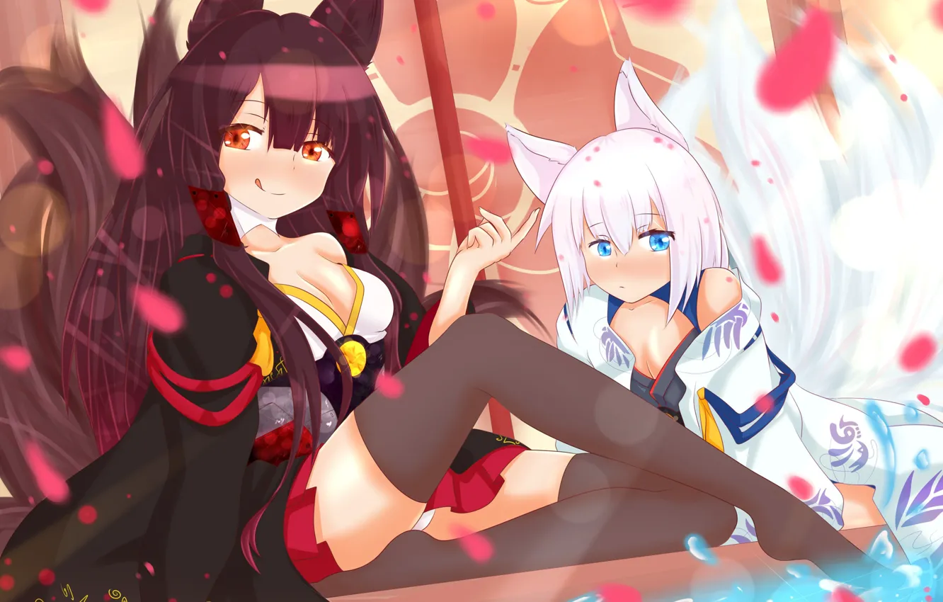 Photo wallpaper kawaii, anime, asian, kimono, bishojo, seifuku, kitsune, japonese