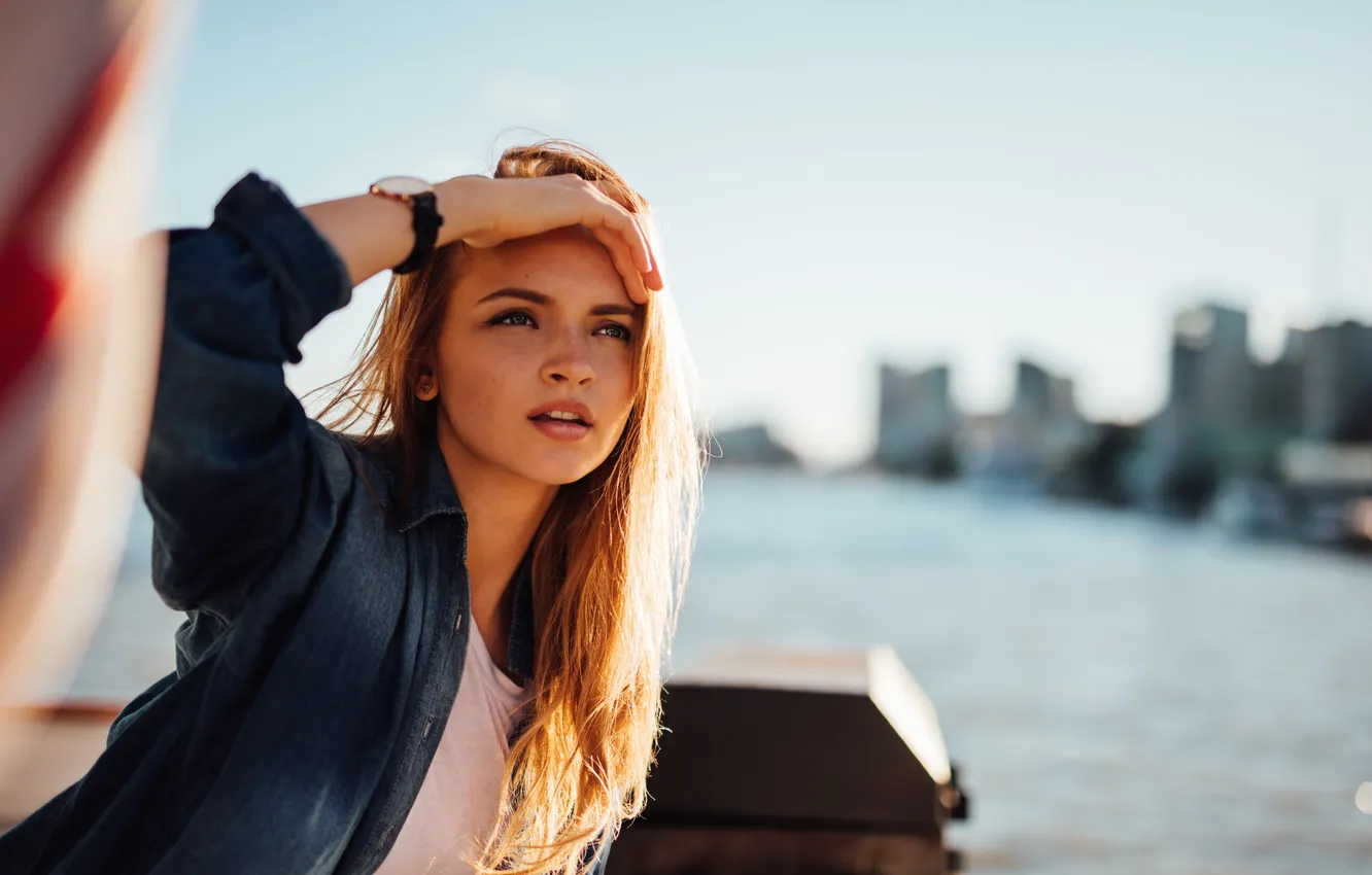 Photo wallpaper look, girl, face, hair