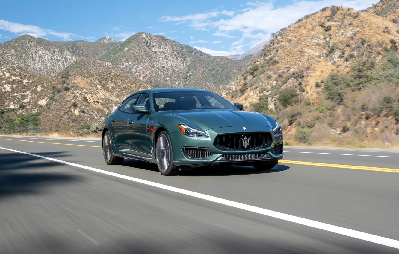 Photo wallpaper Maserati, Quattroporte, road, drive, Maserati Quattroporte Trofeo