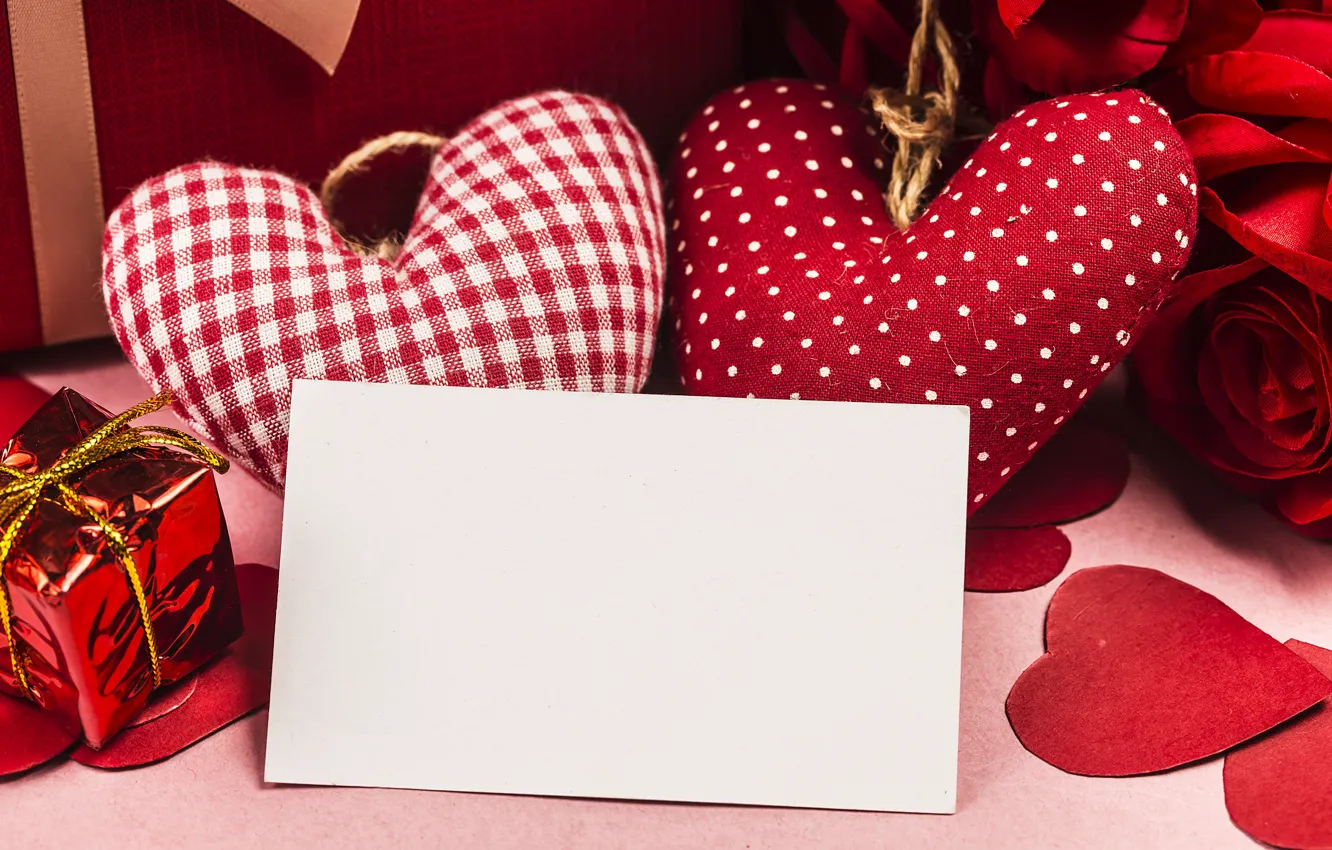 Photo wallpaper Valentine's day, red, flowers, holiday, gift, paper, heart, congratulations