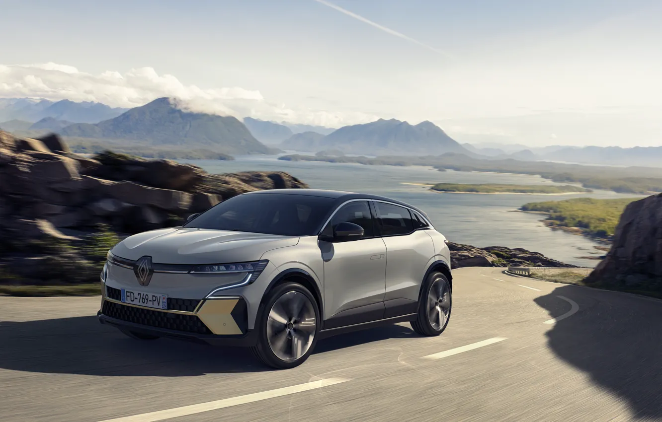 Photo wallpaper Mountains, Renault, Megan, Reno, Metalik, 2021, Electric crossover, Megane E-Tech Electric