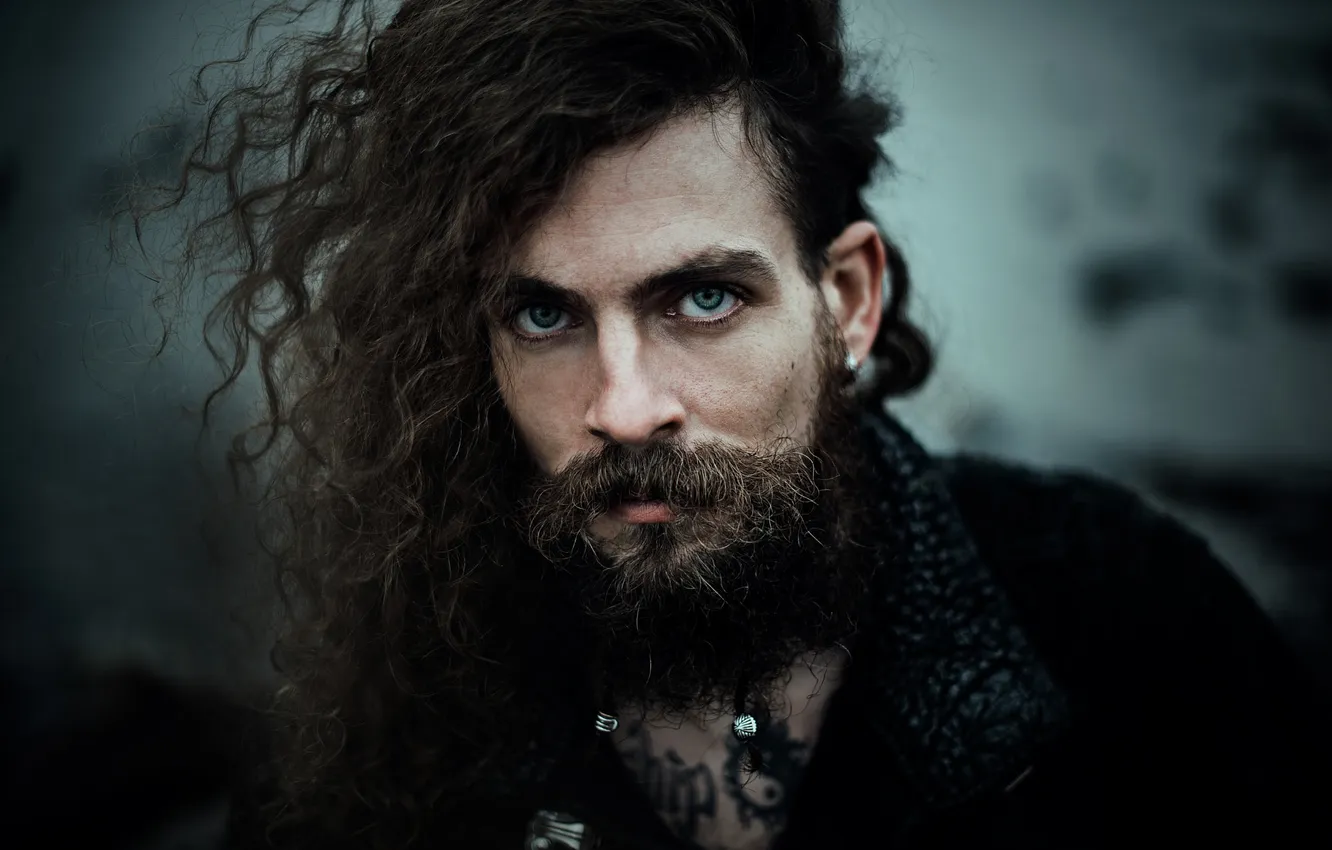 Photo wallpaper mustache, look, face, pose, style, the wind, portrait, tattoo