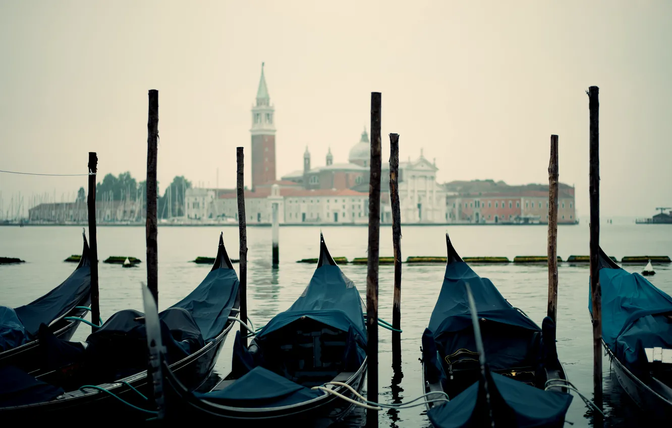 Photo wallpaper boat, Italy, Church, Venice, channel, gondola