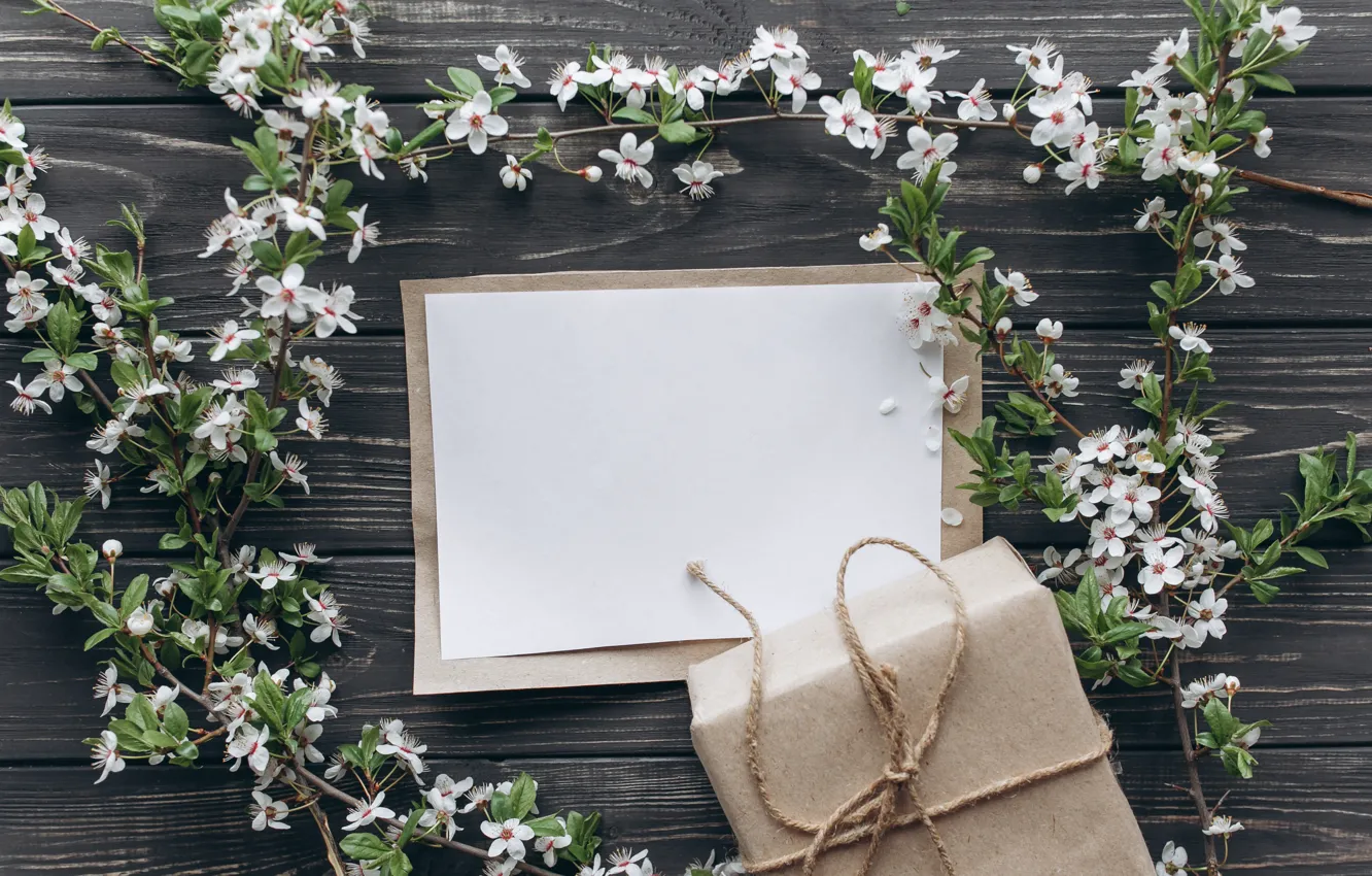 Photo wallpaper flowers, branches, gift, apple, spring, white, white, Apple