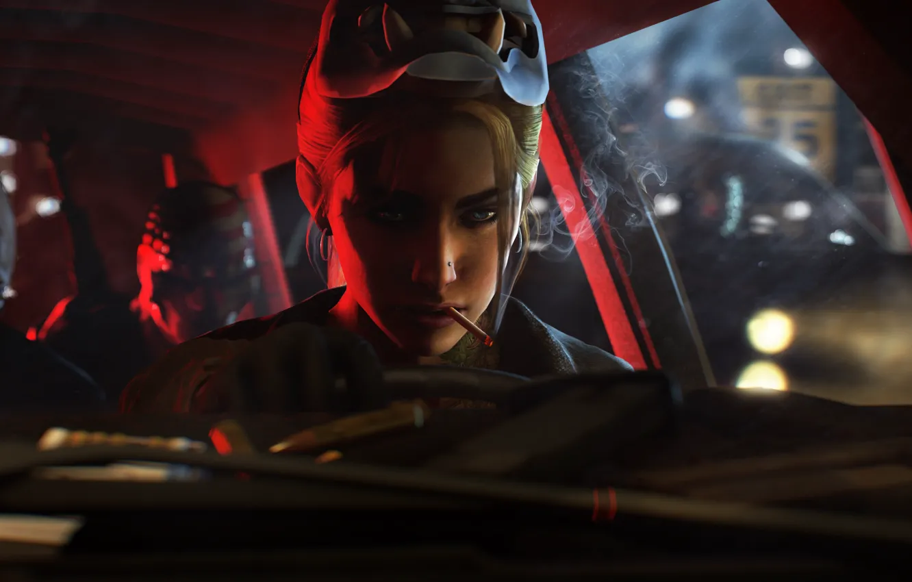 Photo wallpaper auto, mask, cigarette, robbery, Zoey