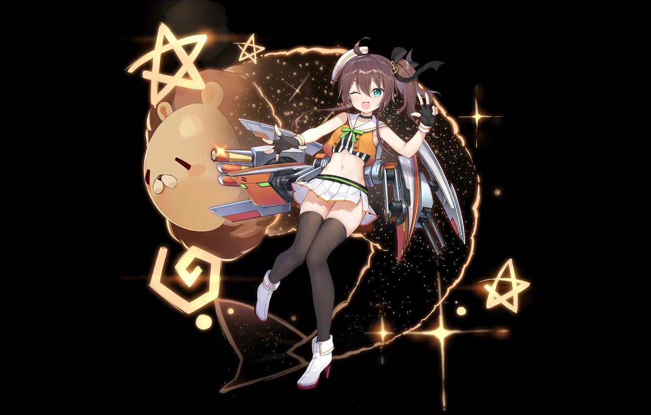 Photo wallpaper girl, sexy, blouse, thighhighs, long hair, anime, beautiful, pretty