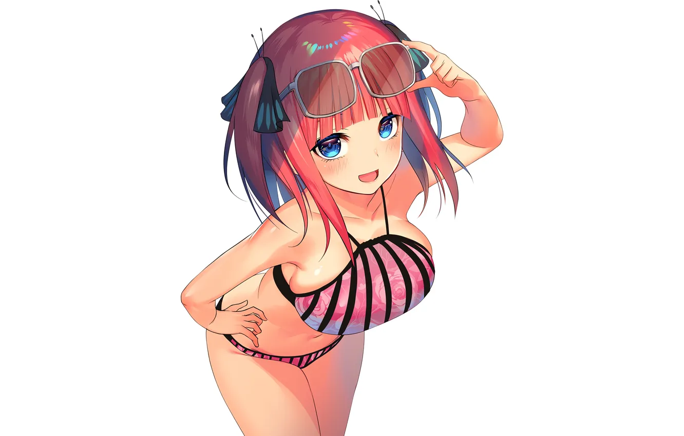 Photo wallpaper girl, sexy, cleavage, long hair, boobs, sexy girl, anime, blue eyes