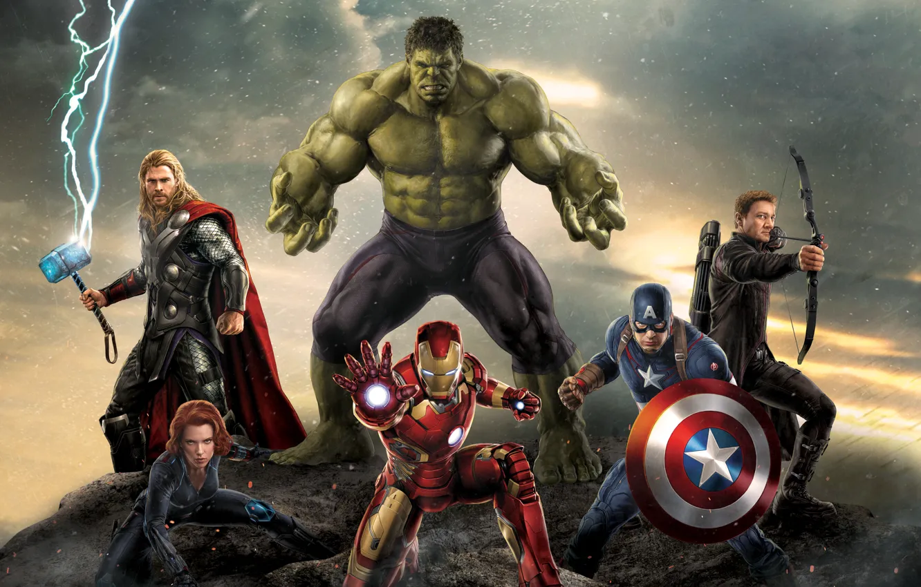 Photo wallpaper Scarlett Johansson, Girl, Heroes, Hulk, Lightning, the, Iron Man, The