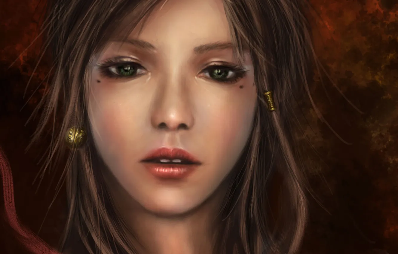 Photo wallpaper girl, decoration, face, portrait, art