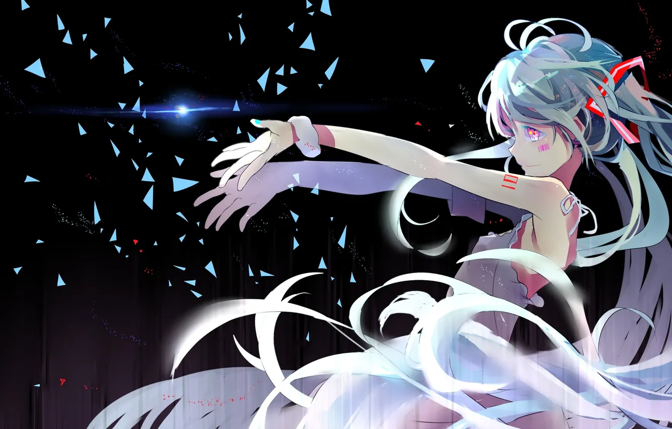 Photo wallpaper girl, abstraction, anime, art, vocaloid, hatsune miku, longyuyi