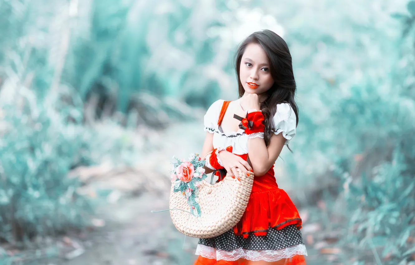 Photo wallpaper look, girl, Asian