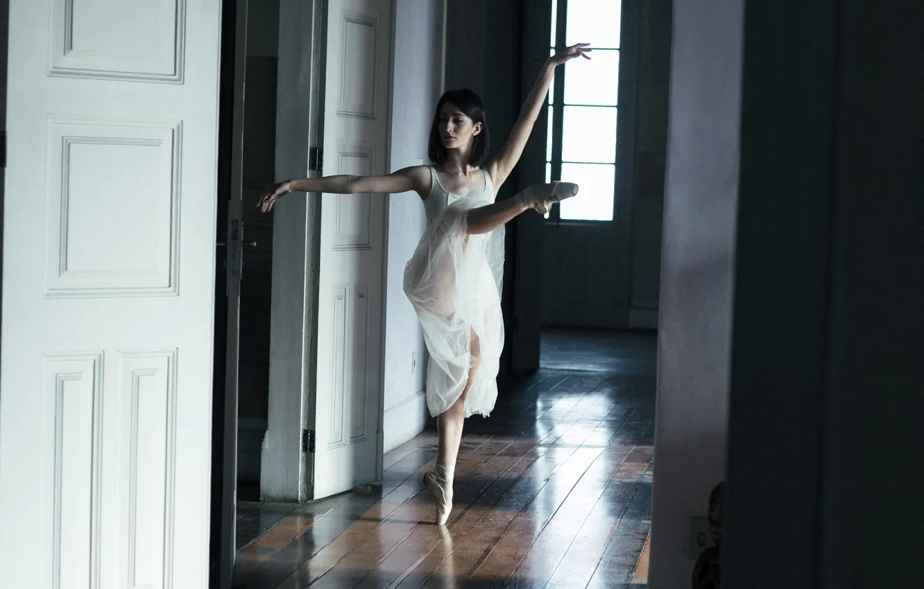 Photo wallpaper girl, pose, dress, ballerina, Pointe shoes