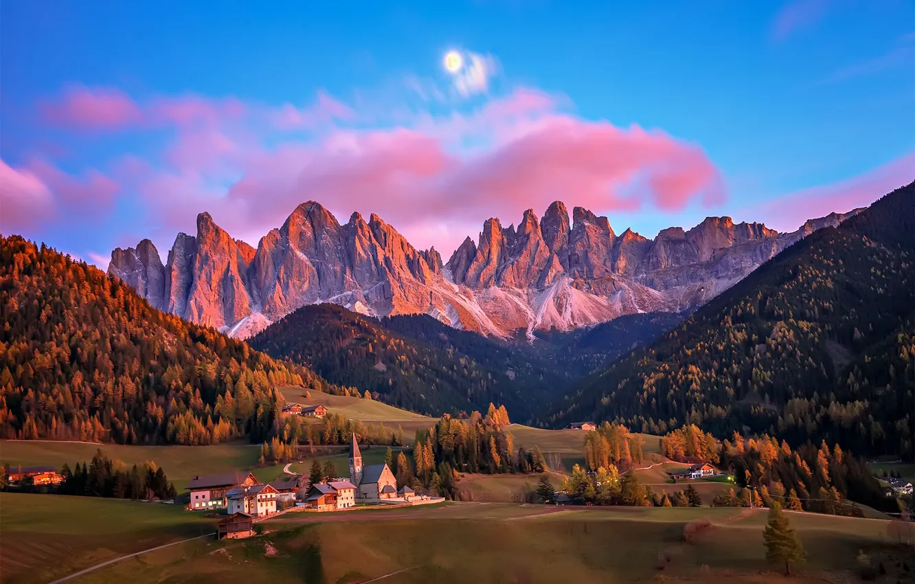 Photo wallpaper mountains, home, Italy, Bolzano, The Dolomites