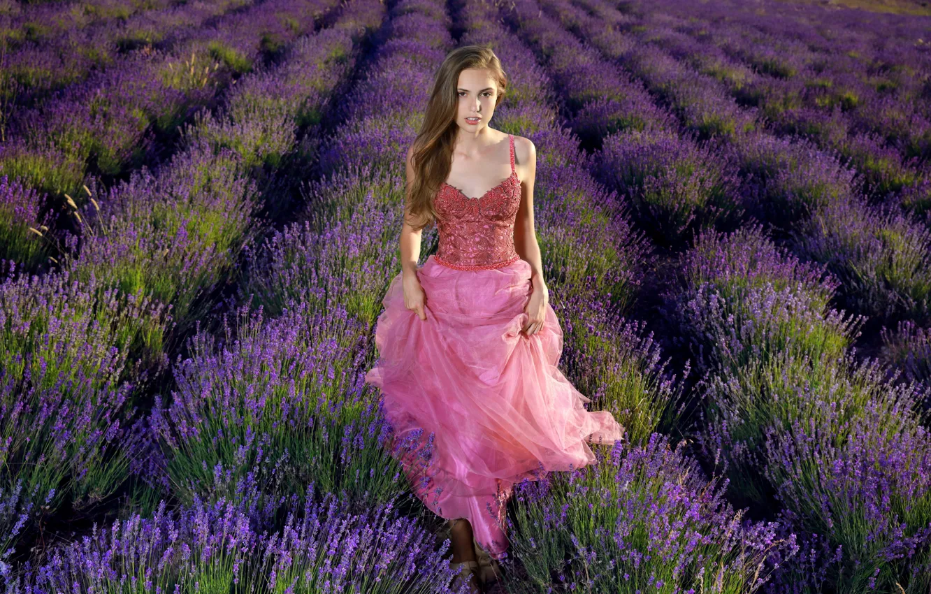 Photo wallpaper look, nature, dress, lavender, It Tan
