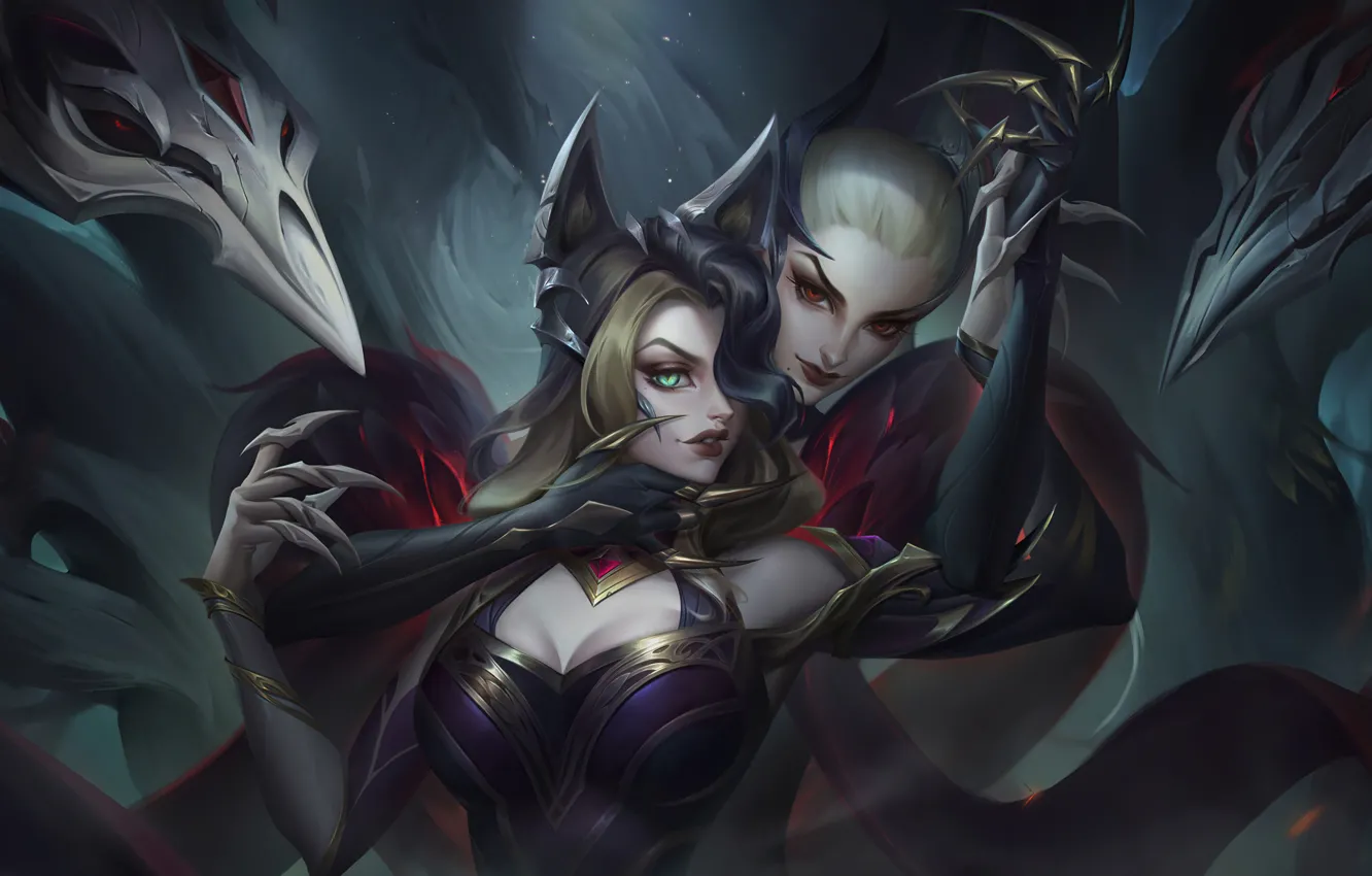 Photo wallpaper art, League of Legends, LoL, Ahri, Evelynn, skin, Coven, Coven Skin