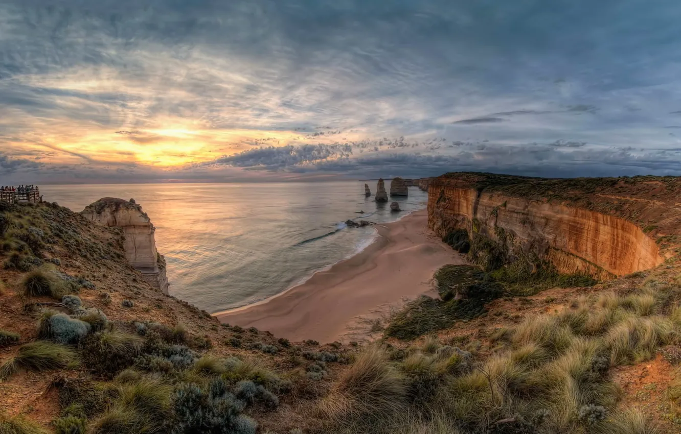 Photo wallpaper landscape, sunset, nature, the ocean, rocks, Victoria, Australia, national Park