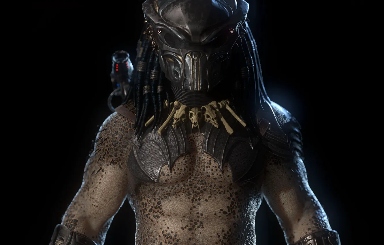 Photo wallpaper weapons, background, predator, mask, bones, Predator