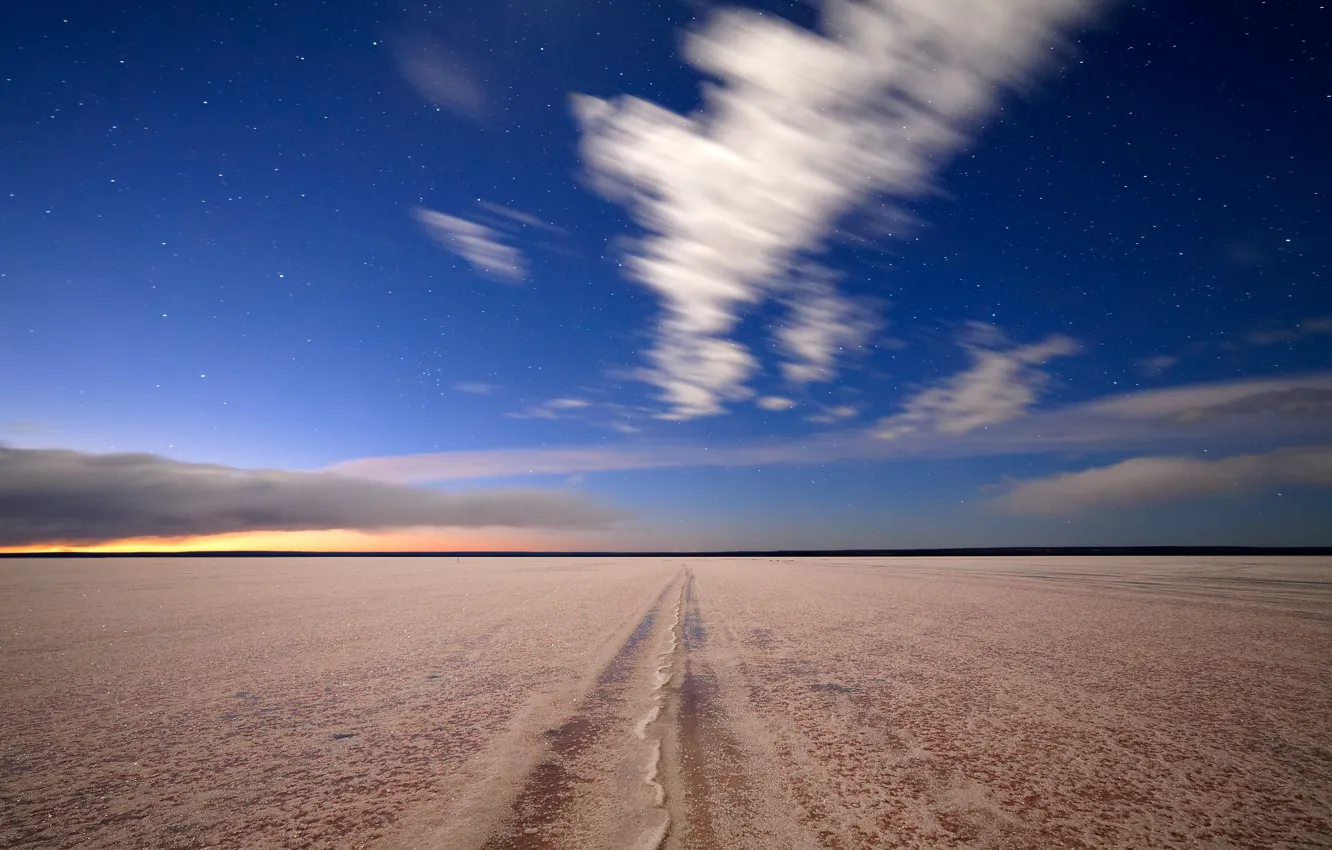 Photo wallpaper the sky, stars, nature, lake, salt, salt lake