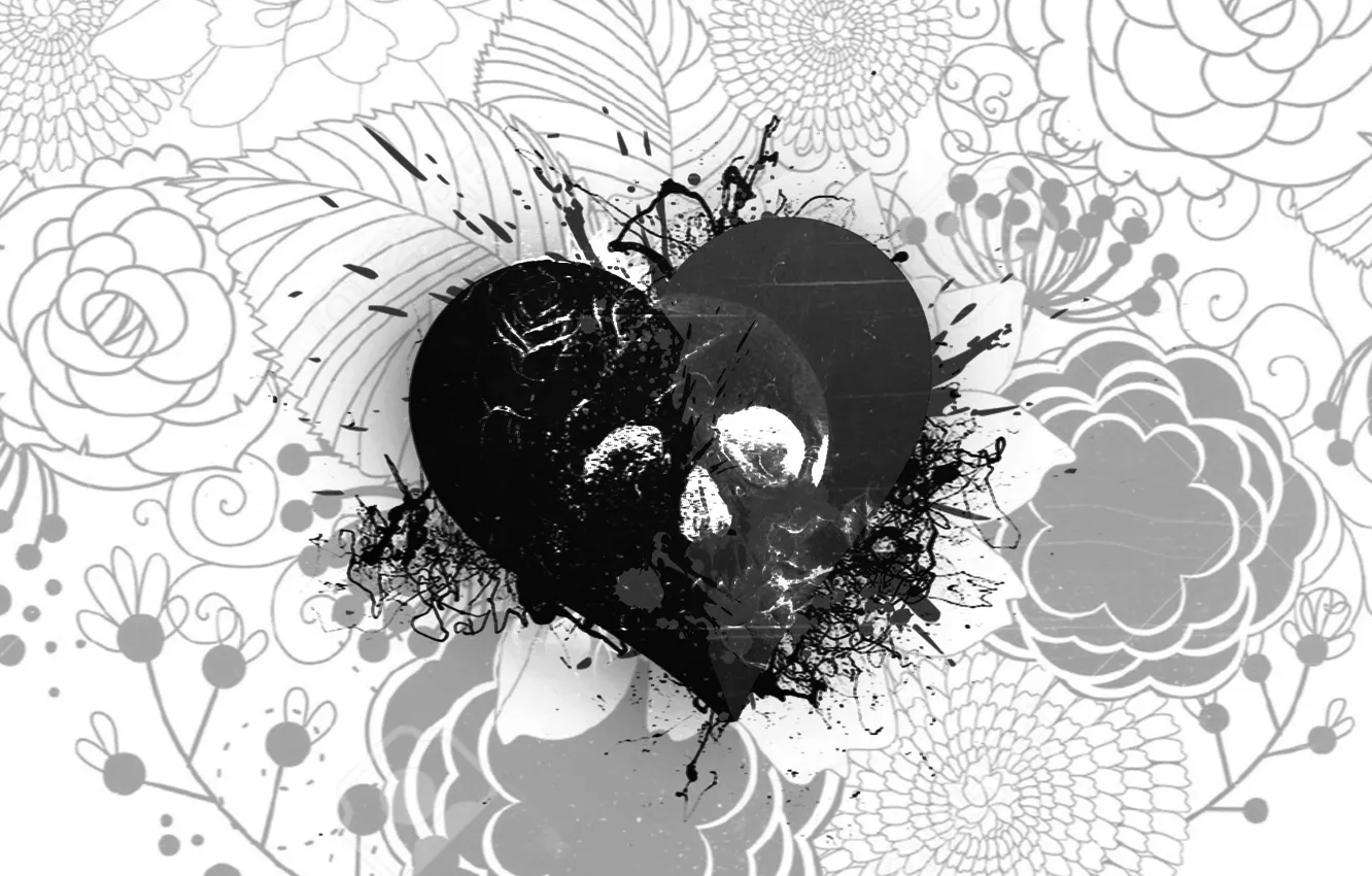 Photo wallpaper black, blood, heart, Valentine, dark