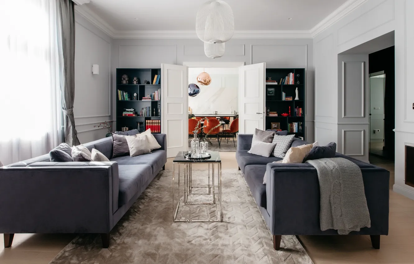 Photo wallpaper room, interior, living room, dining room, by Mirjana Mikulec Interiors, Zagreb Apartment