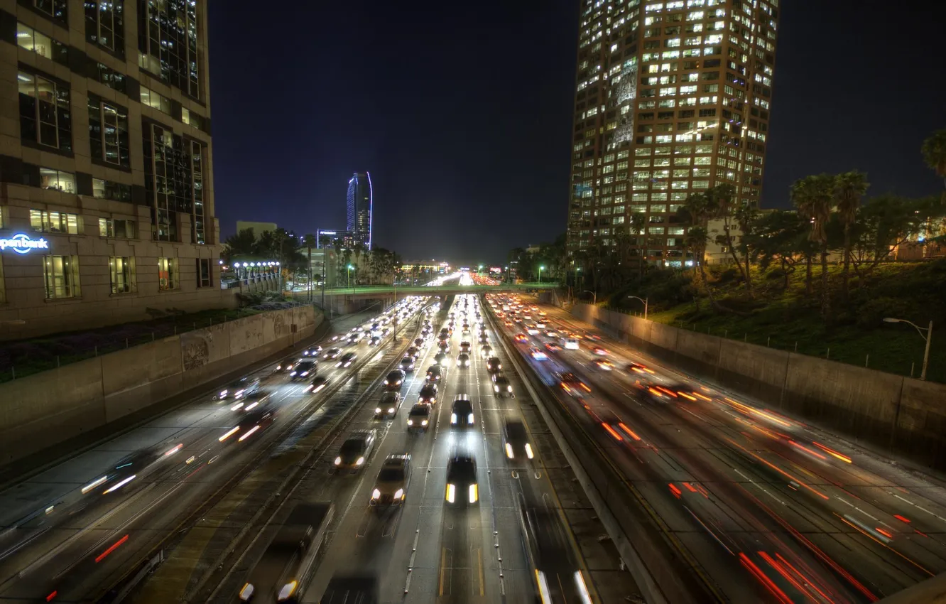 Photo wallpaper night, lights, CA, USA, Los Angeles, night, Los Angeles, California