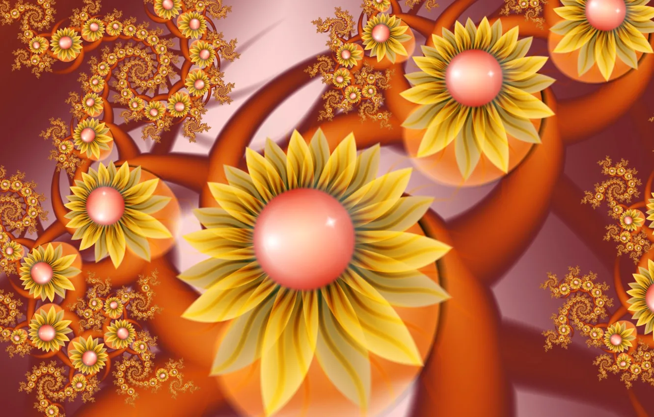 Photo wallpaper flowers, spiral, petals, the volume