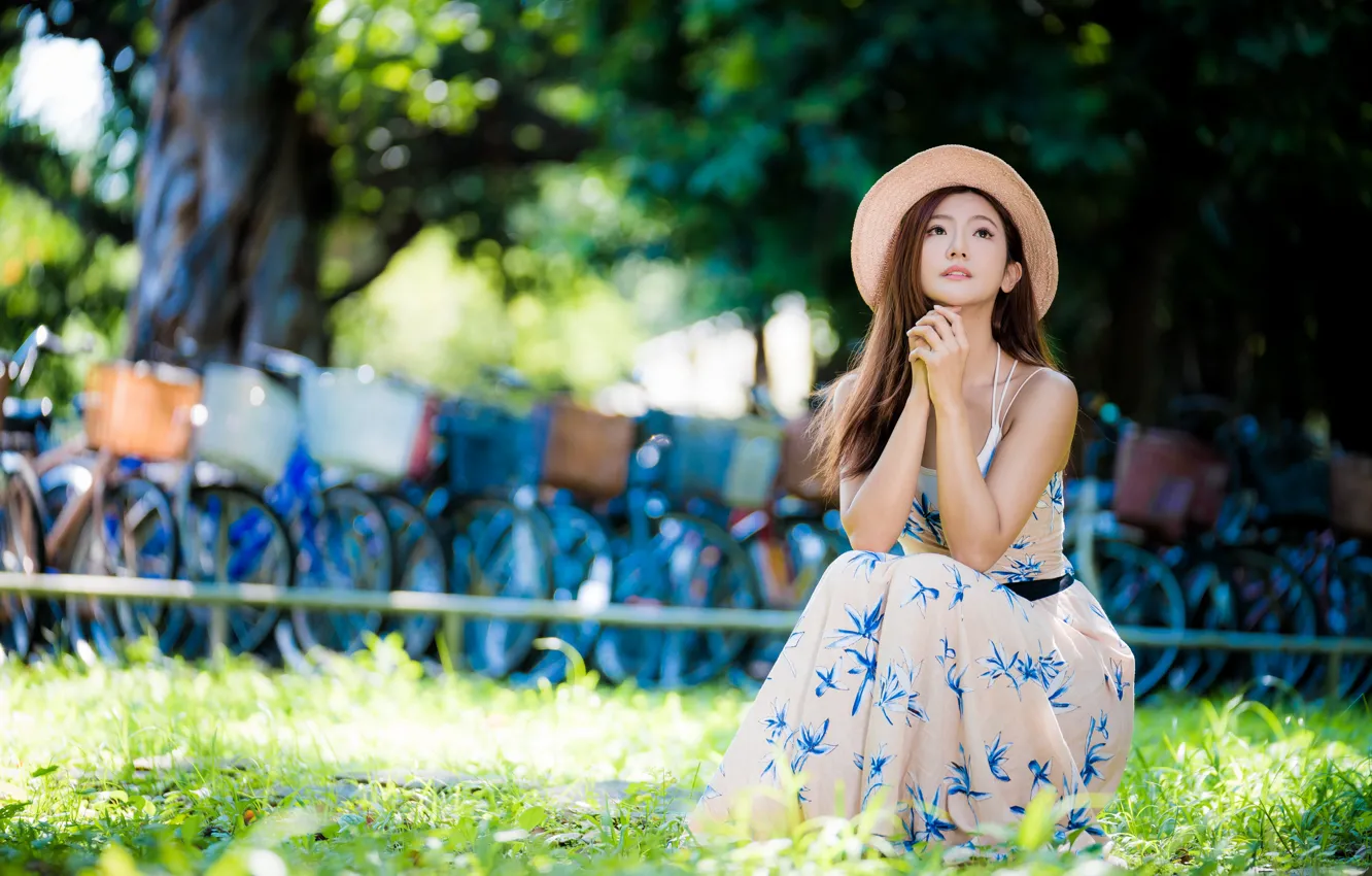 Photo wallpaper girl, dress, Asian, cutie