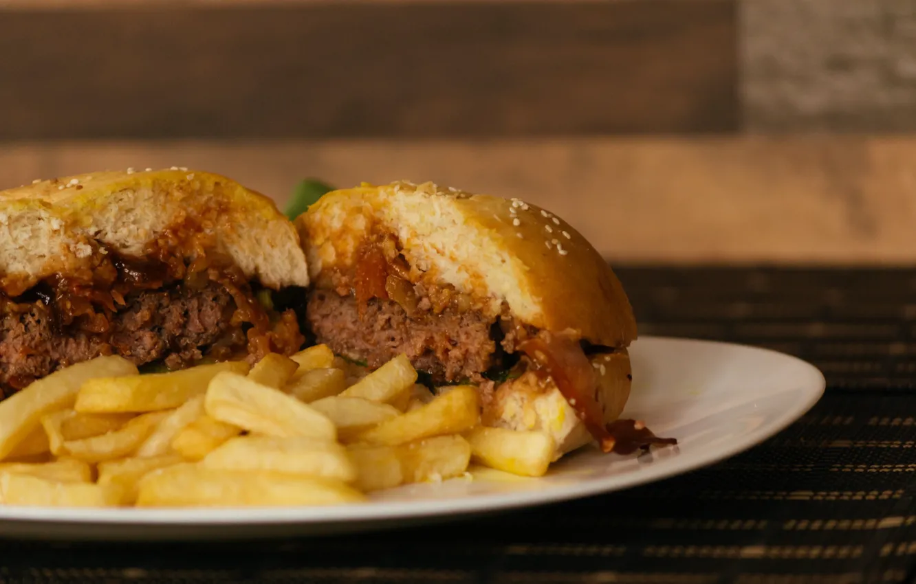Photo wallpaper sauce, hamburger, french fries