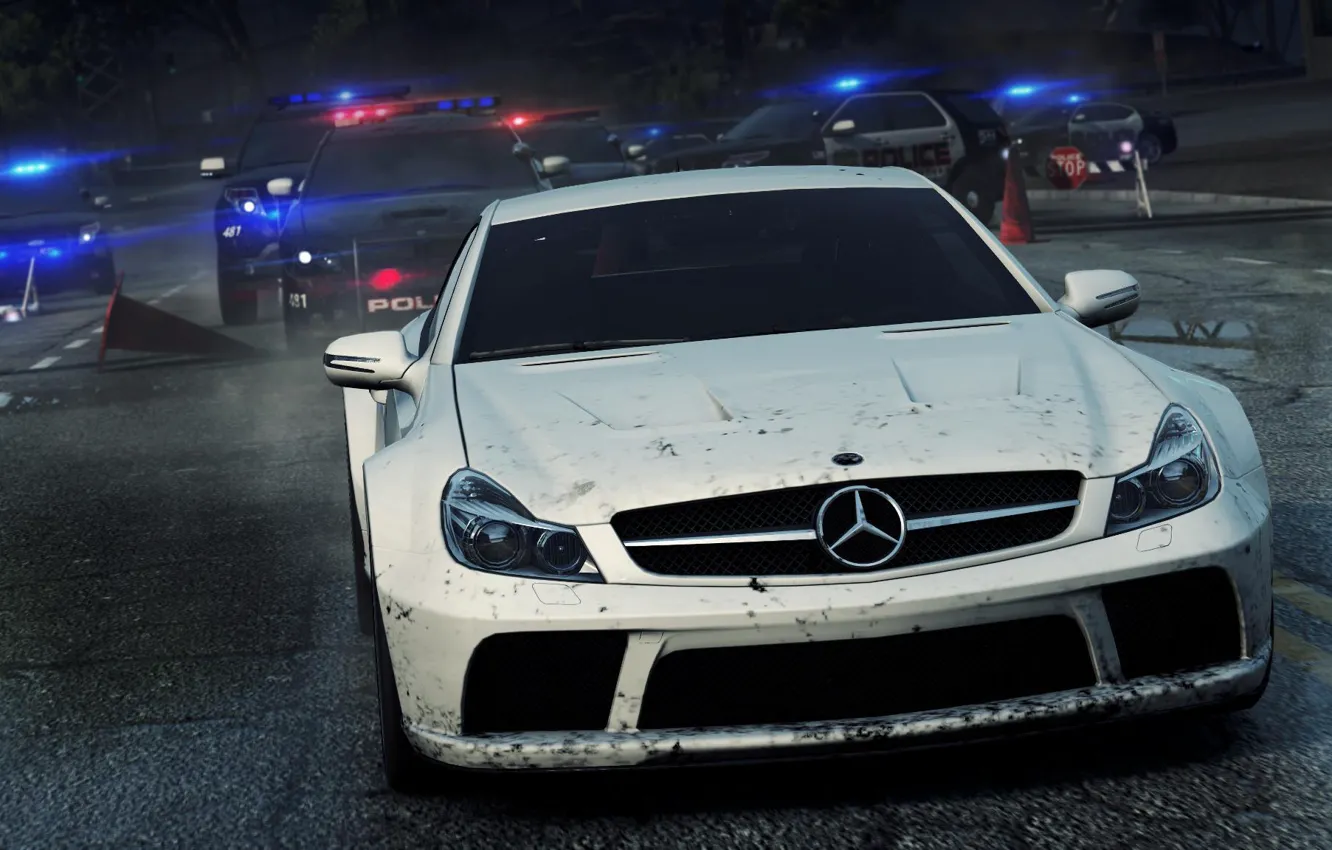 Photo wallpaper Mercedes, Benz, Need for Speed, nfs, racing, Black Series, SL65, Most Wanted 2012