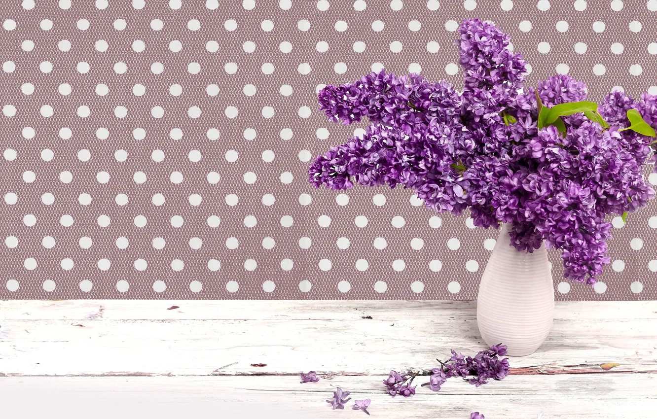 Photo wallpaper spring, vase, lilac