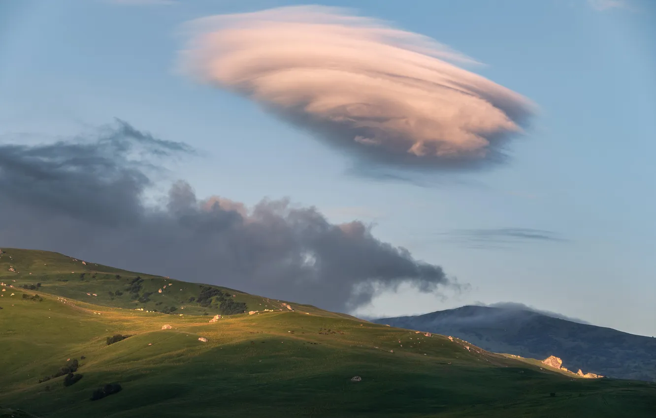 Photo wallpaper clouds, beauty, valley, meadow, space, North Ossetia, Digoriya, Alexey Turchin