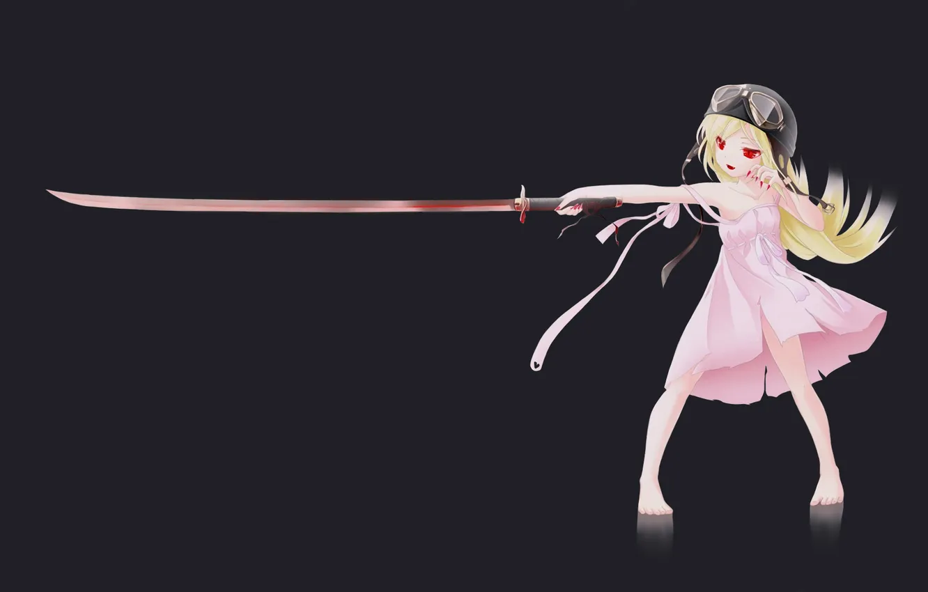 Photo wallpaper katana, anime, girl, vampire, anime, bakemonogatari, oshino shinobu