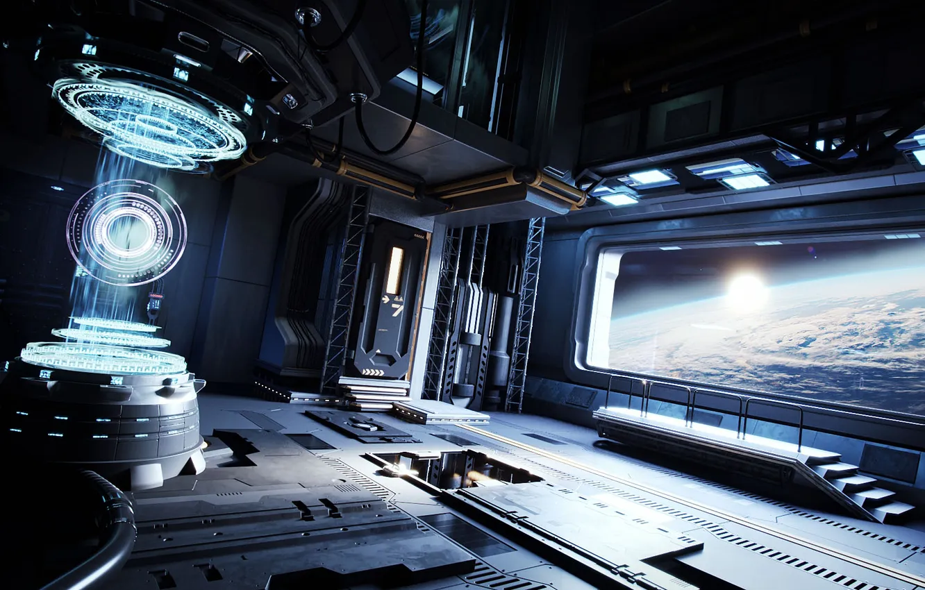 Photo wallpaper space, future, planet, devices, lighting, laboratory, the room, science fiction
