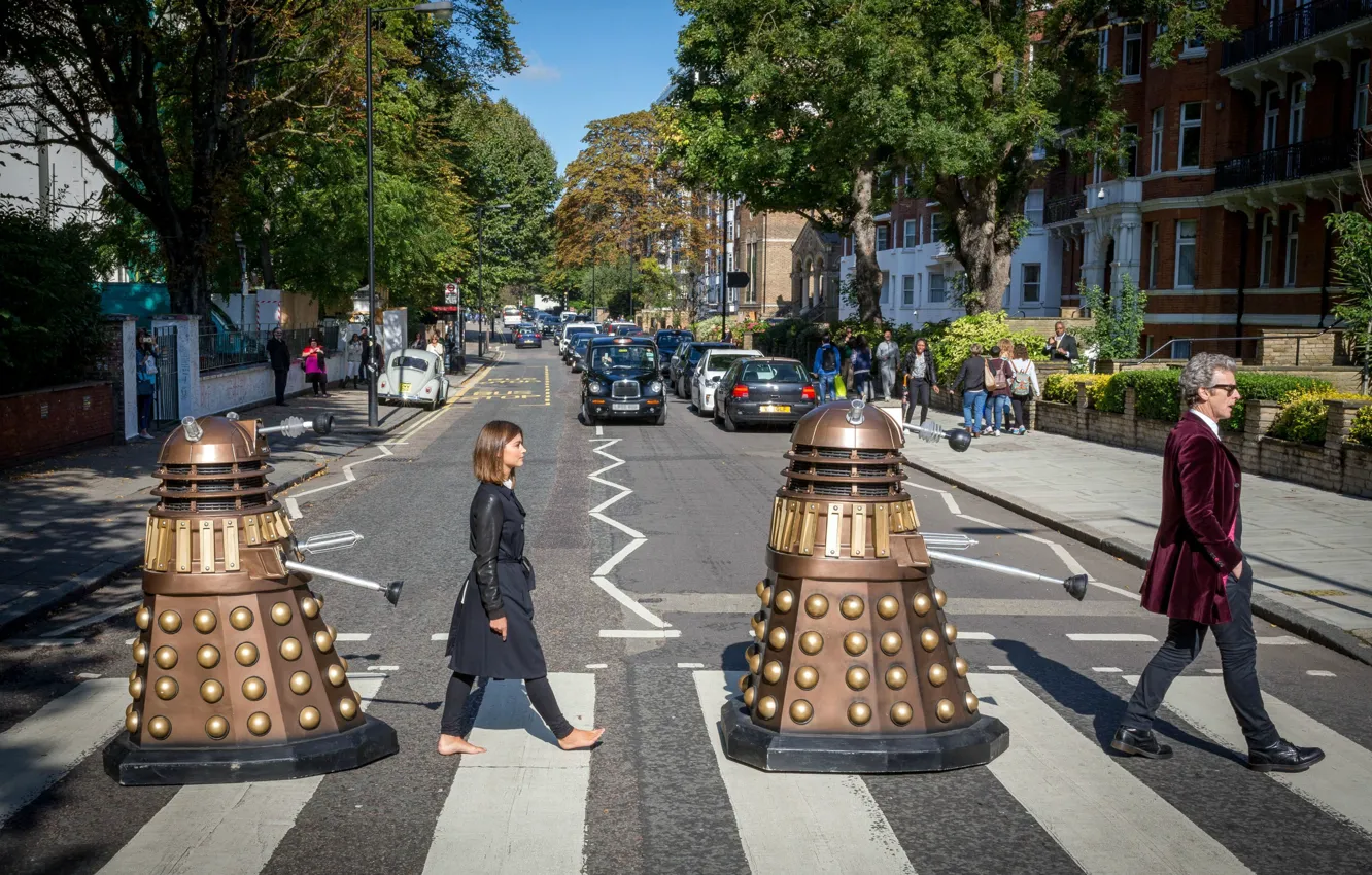 Photo wallpaper Abbey Road, The Beatles, Doctor Who, Doctor Who, Jenna-Louise Coleman, Jenna-Louise Coleman, Peter Capaldi, Peter …