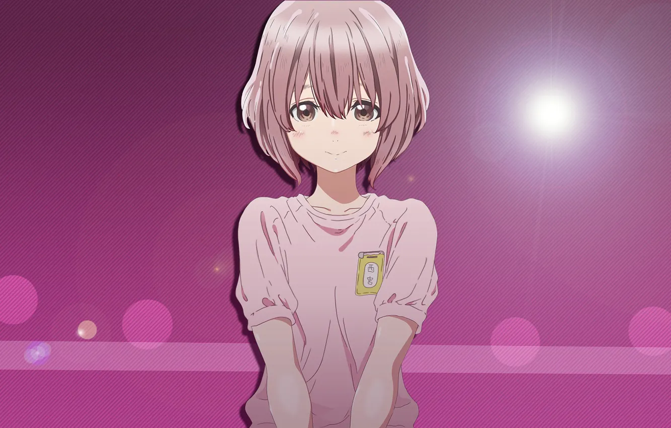 Photo wallpaper girl, pink background, Form voice, You No Katachi