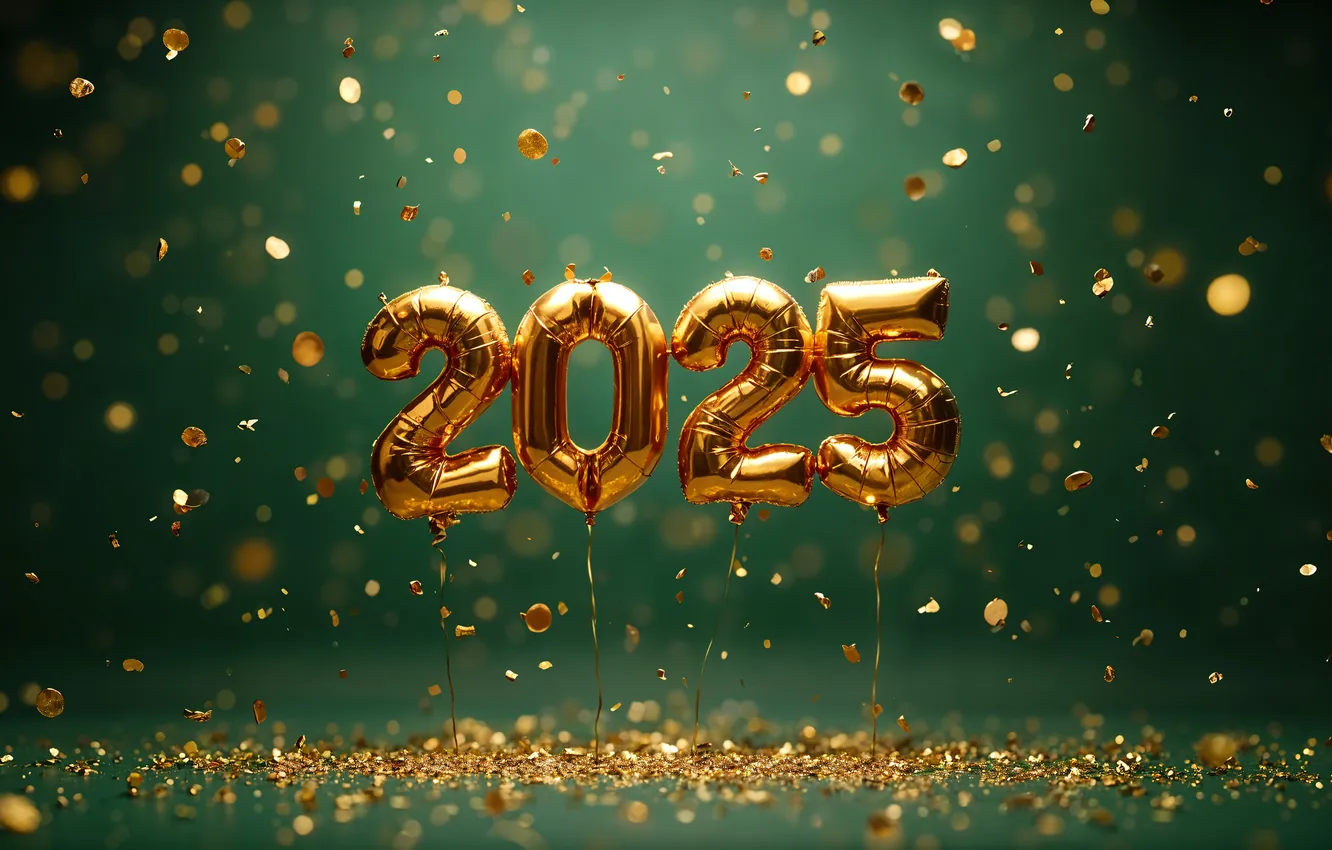 Photo wallpaper light, the inscription, Shine, new year, sequins, figures, gold, gold plated