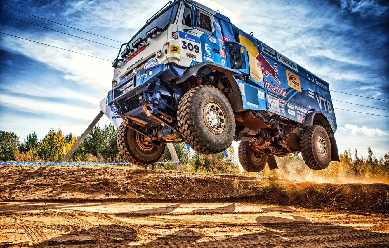 Photo wallpaper Sport, Machine, Speed, Truck, Race, Master, Russia, Kamaz